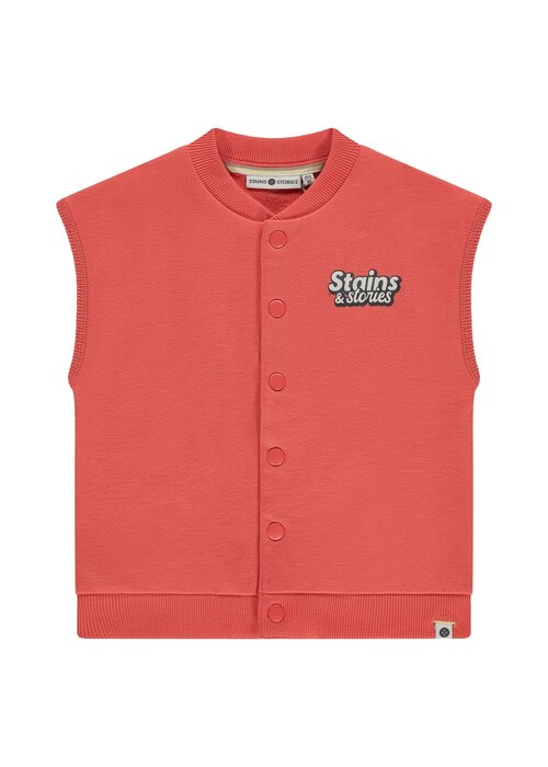 STAINS AND STORIES Stains and Stories boys sleeveless sweat cardigan Grapefruit