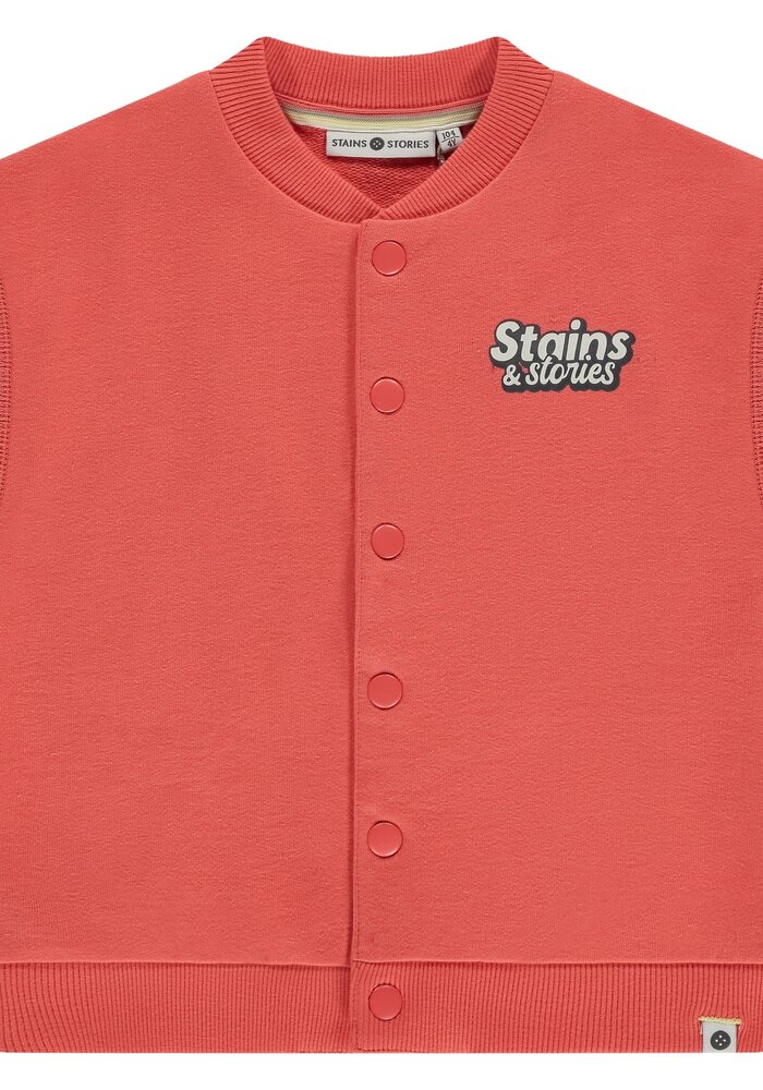 Stains and Stories boys sleeveless sweat cardigan Grapefruit