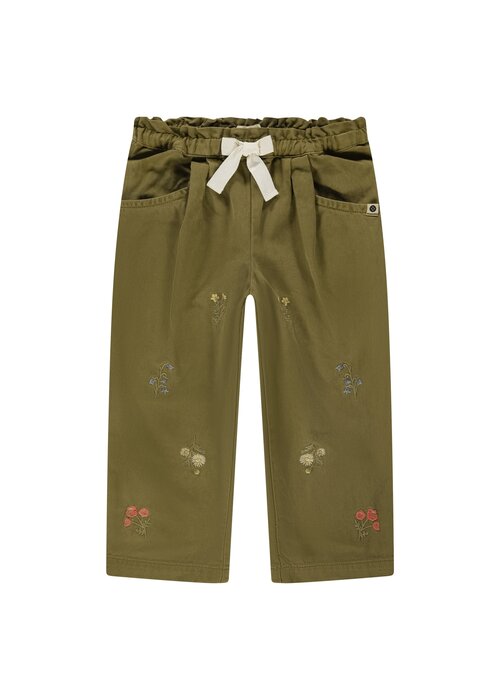 STAINS AND STORIES Stains and Stories girls wide embroidered pants Army