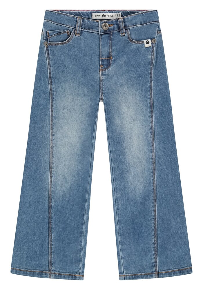 Stains and Stories girls wide leg denim Medium Blue