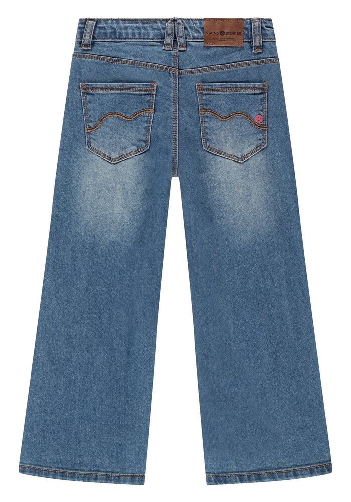 Stains and Stories girls wide leg denim Medium Blue