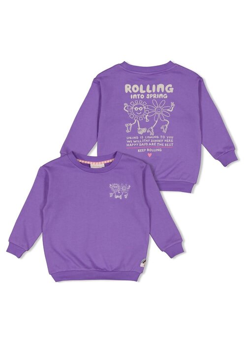 Jubel Jubel Sweater met backprint - Rolling into Spring Paars