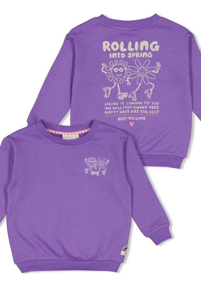 Jubel Sweater met backprint - Rolling into Spring Paars