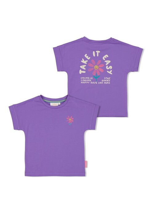 Jubel Jubel T-shirt met backprint - Rolling in to Spring Paars