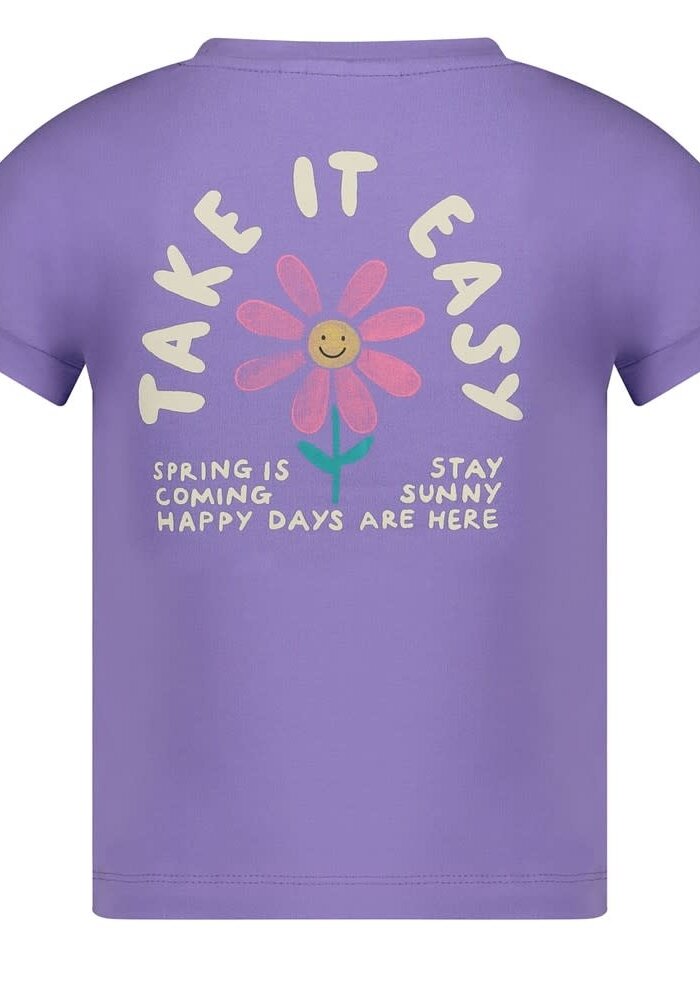 Jubel T-shirt met backprint - Rolling in to Spring Paars