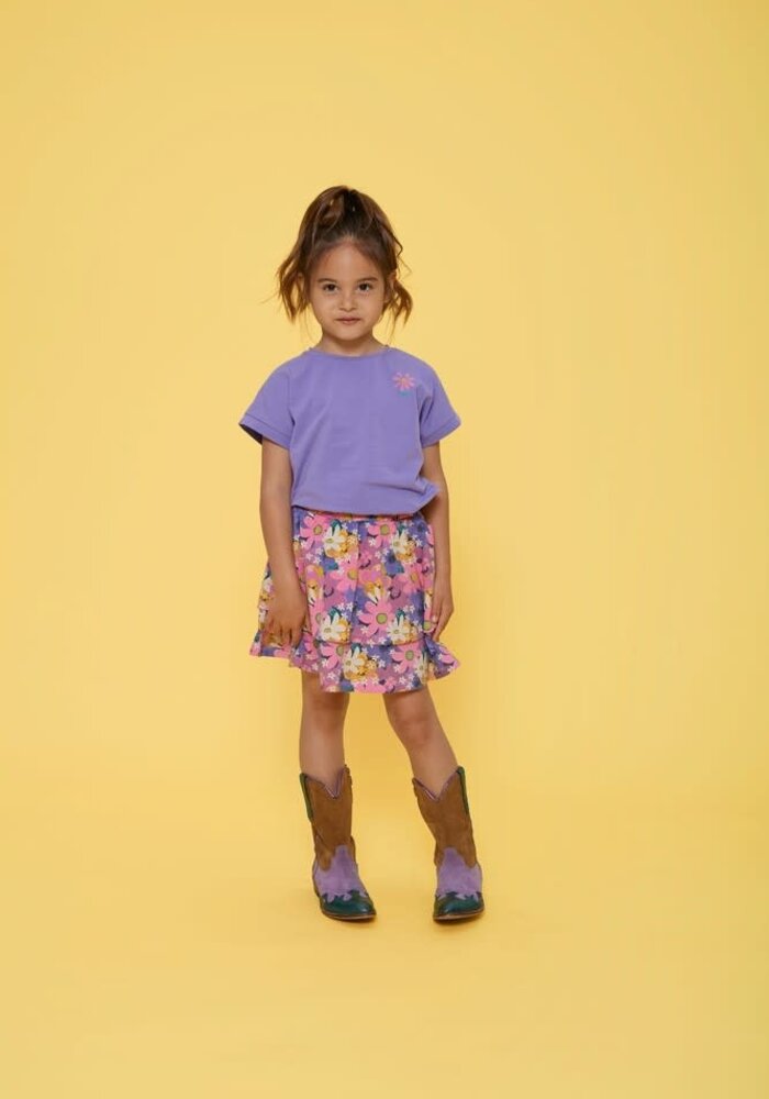 Jubel T-shirt met backprint - Rolling in to Spring Paars