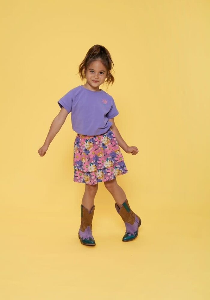 Jubel T-shirt met backprint - Rolling in to Spring Paars