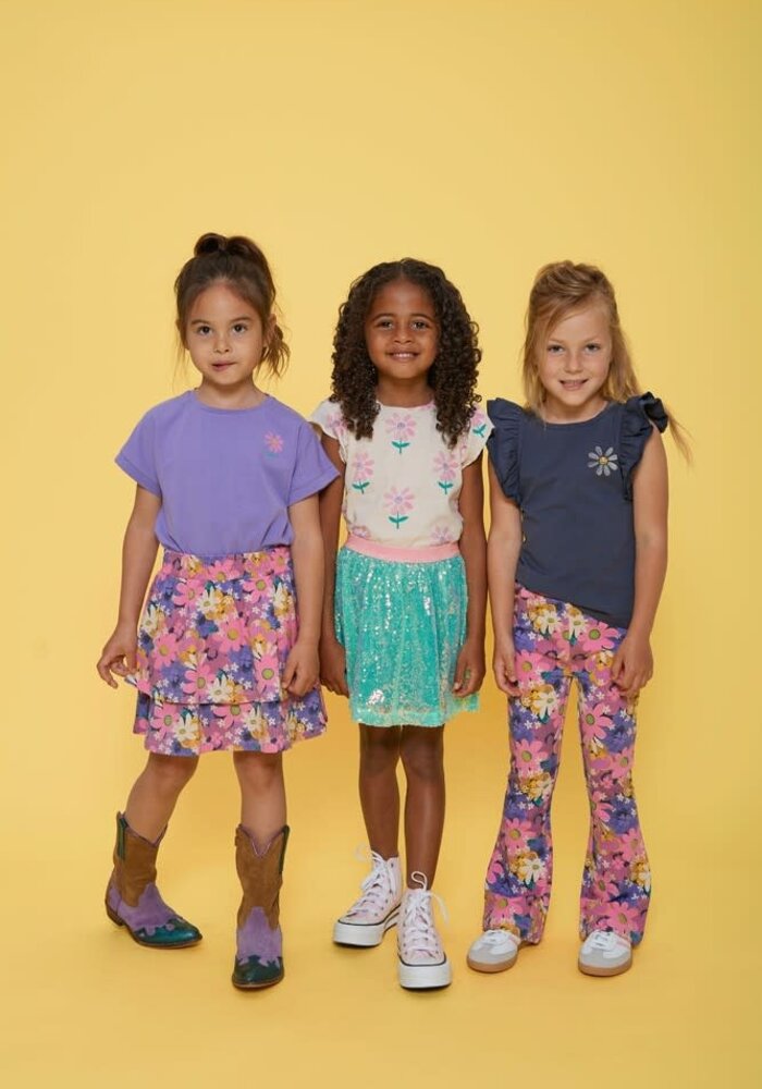 Jubel T-shirt met backprint - Rolling in to Spring Paars