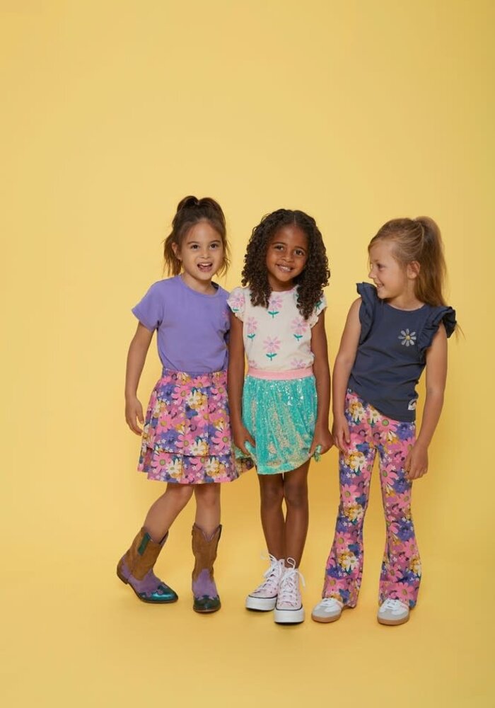 Jubel T-shirt met backprint - Rolling in to Spring Paars