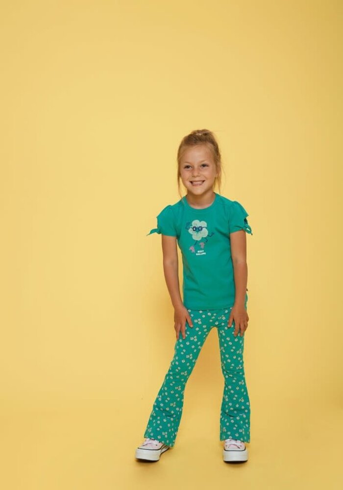 Jubel Flared broek AOP - Rolling into Spring Groen