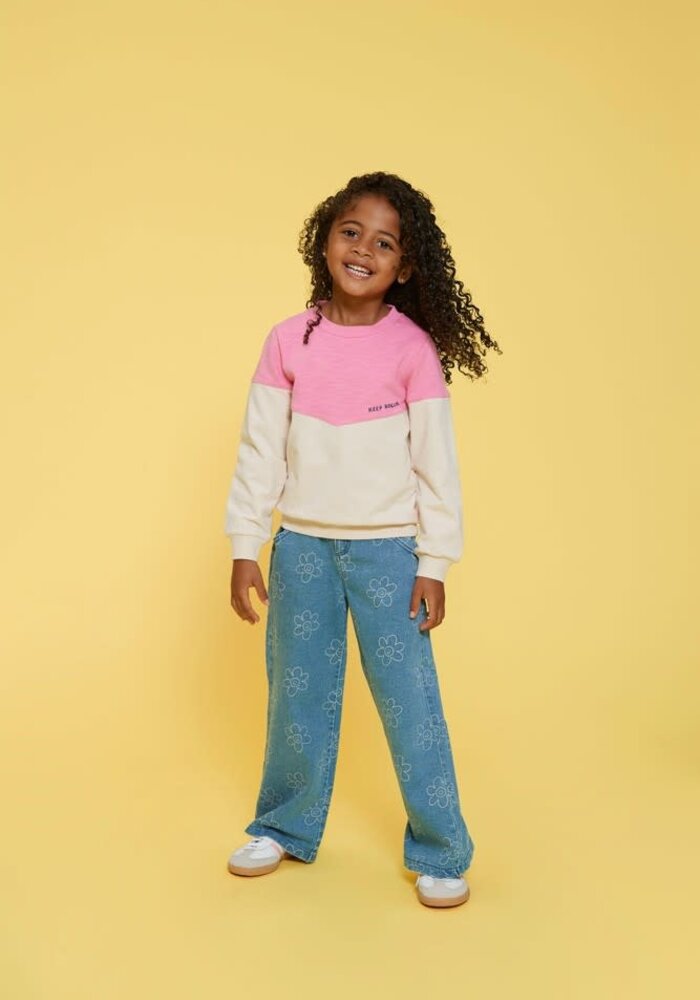 Jubel Jeans wide leg AOP - Rolling into Spring L.blauw denim