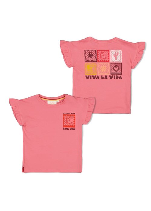 Jubel Jubel T-shirt met backprint - Salsa Sunset Roze