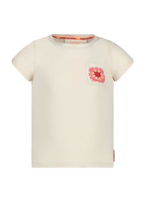Jubel Jubel T-shirt met crochet zakje - Salsa Sunset Offwhite