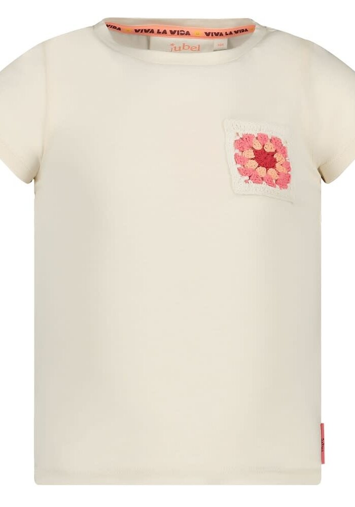 Jubel T-shirt met crochet zakje - Salsa Sunset Offwhite