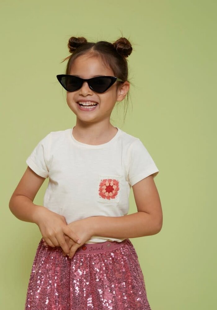 Jubel T-shirt met crochet zakje - Salsa Sunset Offwhite