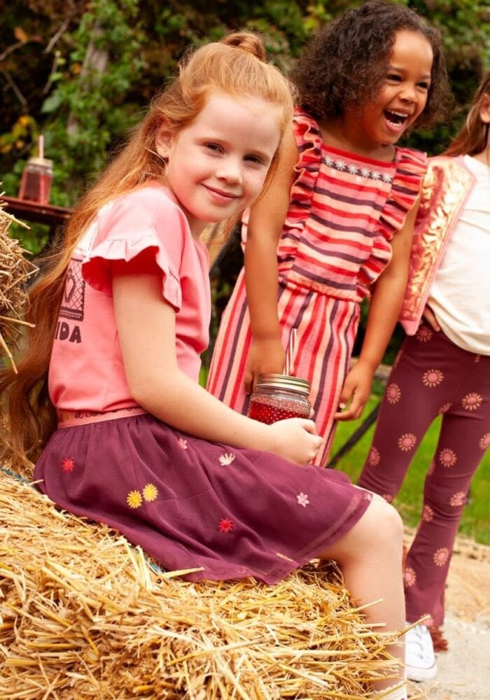 Jubel Flared broek AOP - Salsa Sunset Bordeaux