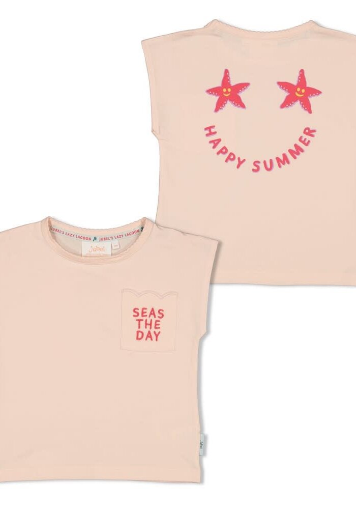 Jubel T-shirt met backprint - Lazy Lagoon l.Roze