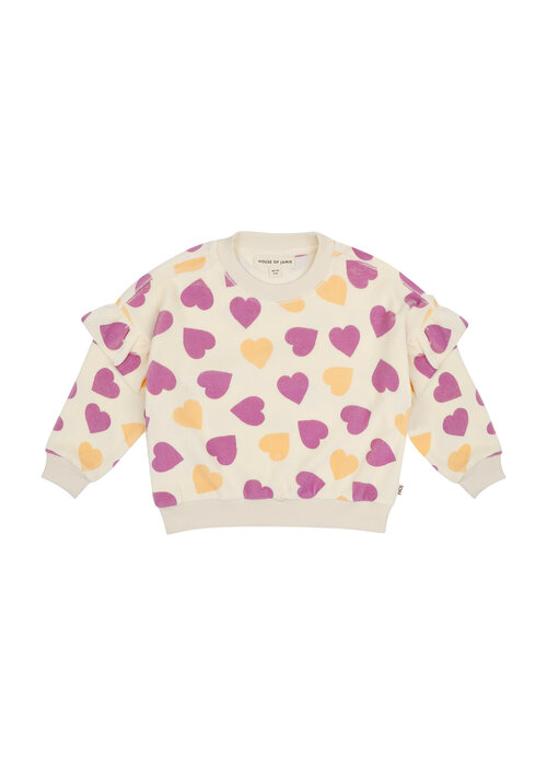 House of Jamie House of Jamie Frill Sweatshirt Happy Hearts (Terry Cotton)