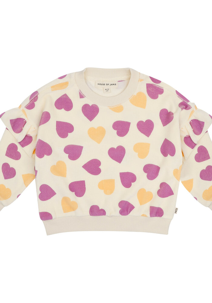 House of Jamie Frill Sweatshirt Happy Hearts (Terry Cotton)