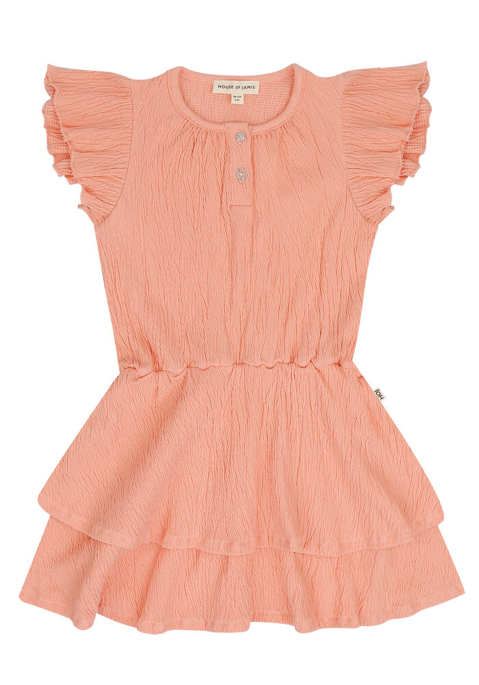 House of Jamie Ruffled Layer Dress Bellini Rose (Crinkle Cotton)
