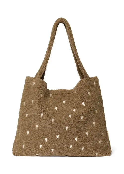 Studio Noos Studio Noos Brown Teddy Hearts Mom Bag