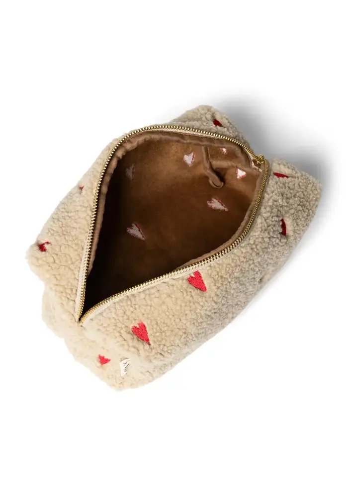 Studio Noos Ecru Hearts Teddy Pouch