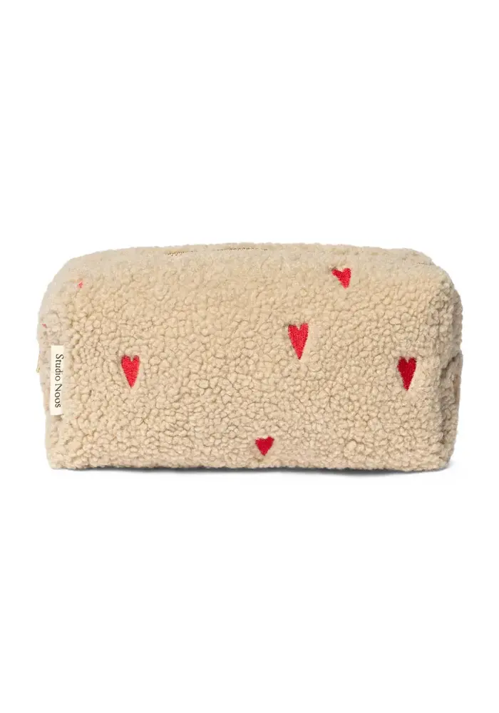 Studio Noos Ecru Hearts Teddy Pouch