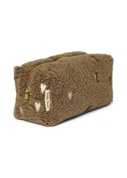 Studio Noos Studio Noos Bruine Teddy Hearts Pouch