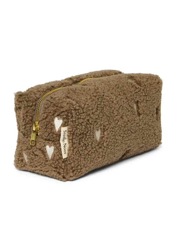 Studio Noos Bruine Teddy Hearts Pouch