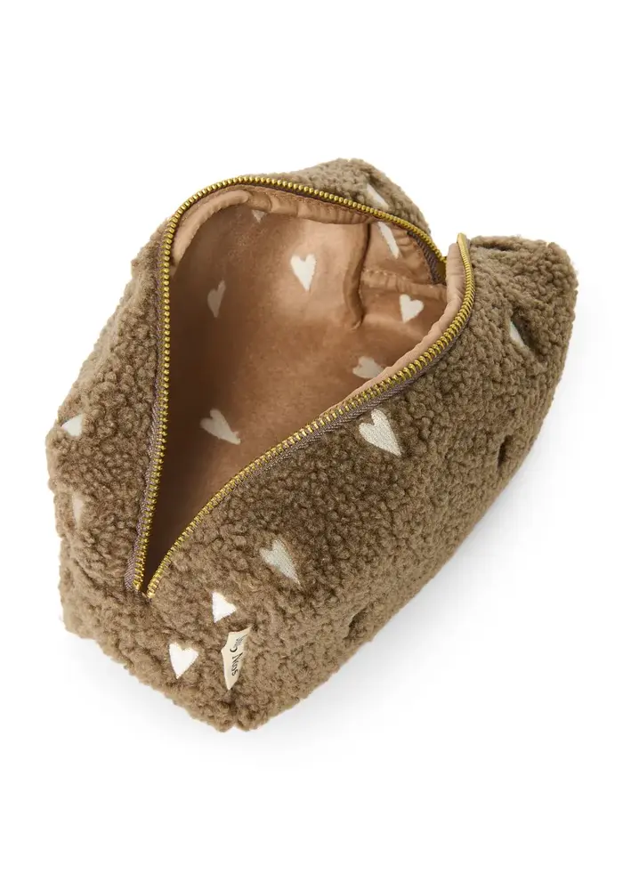 Studio Noos Bruine Teddy Hearts Pouch
