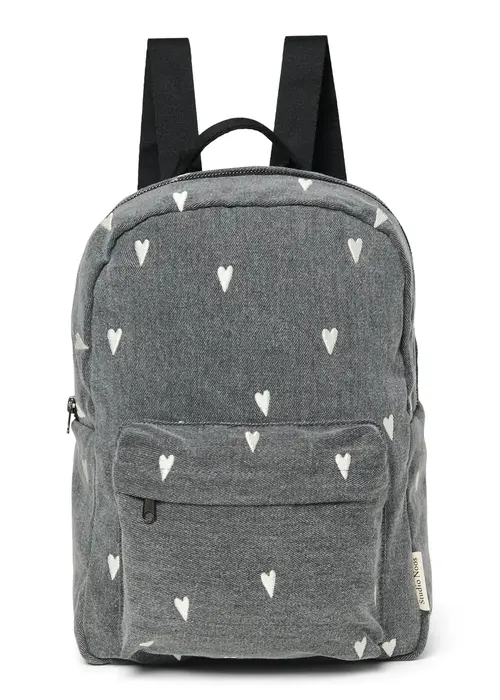 Studio Noos Studio Noos denim hearts midi backpack – Grey Hearts