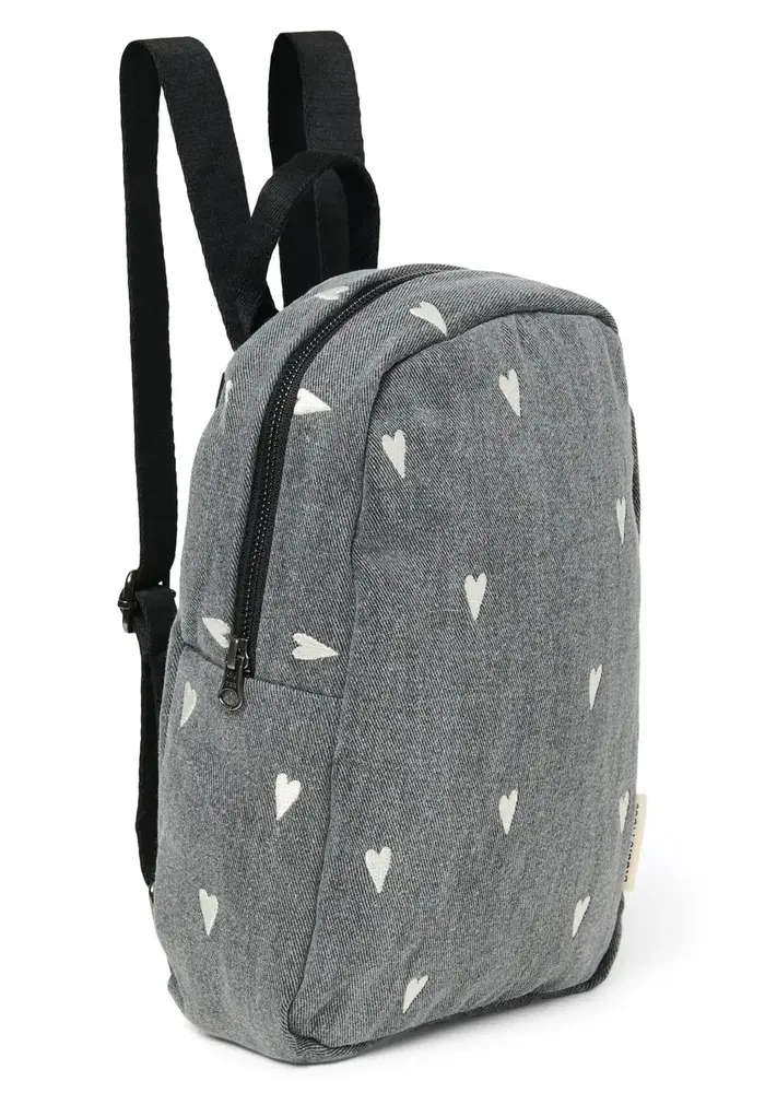Studio Noos Grijze Denim Hearts Mini Rugzak