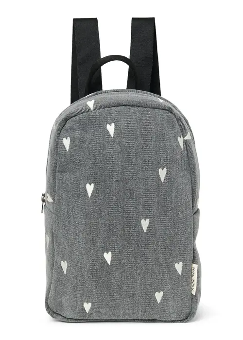 Studio Noos Studio Noos Grijze Denim Hearts Mini Rugzak