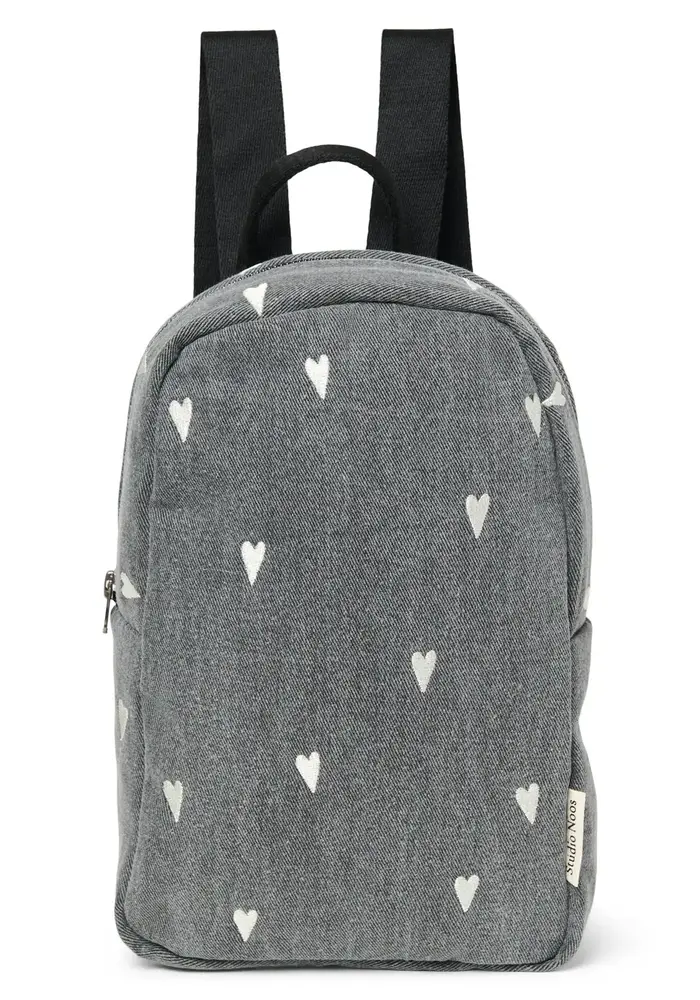 Studio Noos Grijze Denim Hearts Mini Rugzak