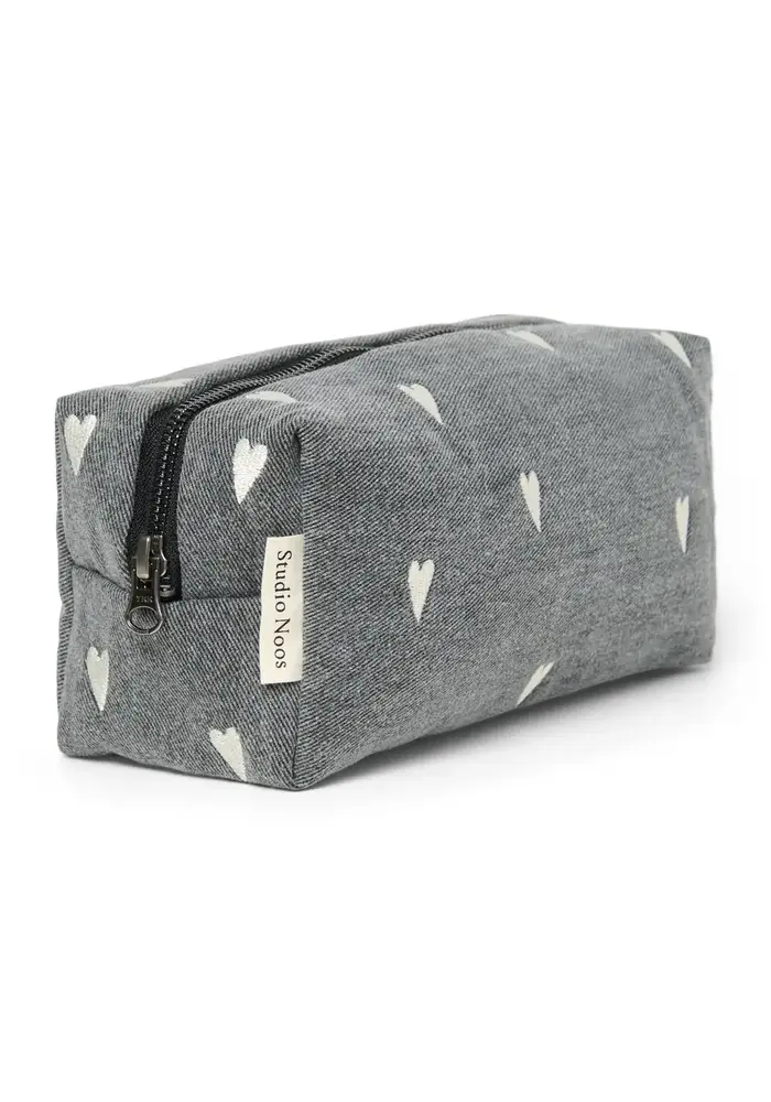Studio Noos Grijze Denim Hearts Pouch