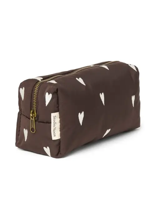 Studio Noos Studio Noos Brown Hearts Puffy Pouch