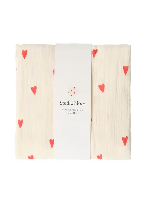 Studio Noos Studio Noos Beige Hydrofiele Doek Met Hartjes – Large