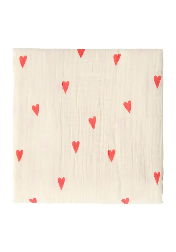 Studio Noos Beige Hydrofiele Doek Met Hartjes – Large