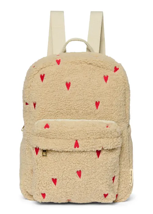 Studio Noos Studio Noos Ecru Teddy Hearts Midi Backpack