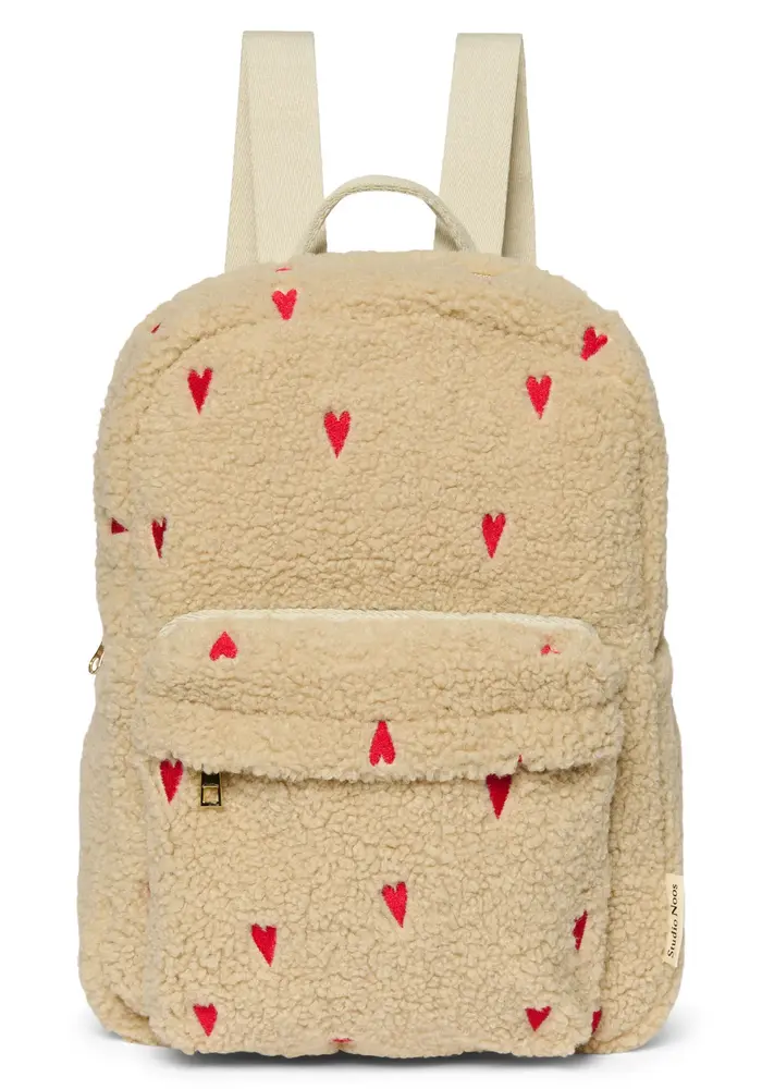 Studio Noos Ecru Teddy Hearts Midi Backpack