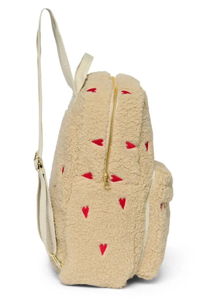 Studio Noos Ecru Teddy Hearts Midi Backpack
