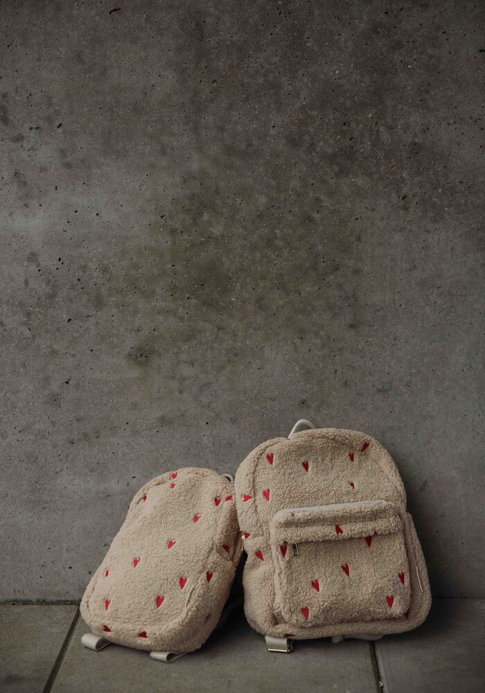 Studio Noos Ecru Teddy Hearts Midi Backpack