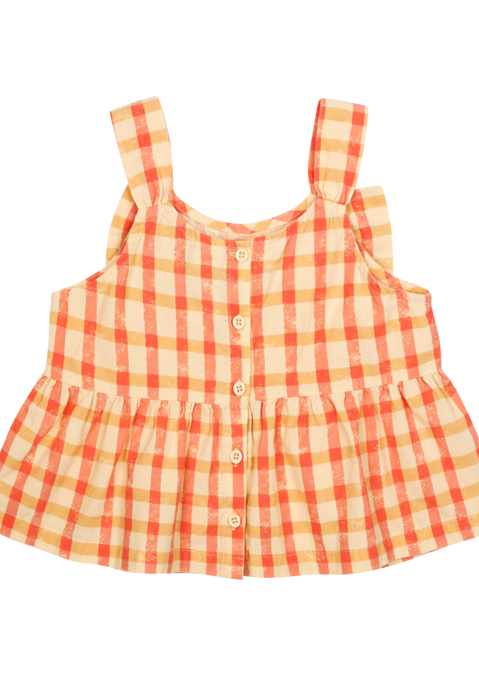 Jelly Mallow Checked Ribon Sleeveless Blouse