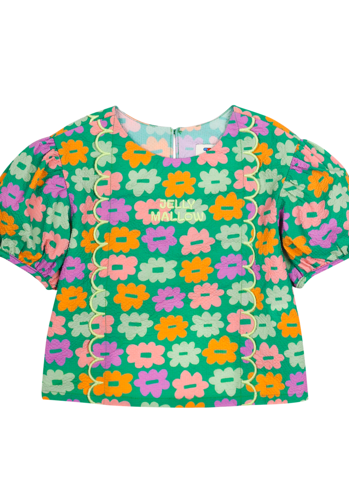 Jelly Mallow Flower Seersucker Blouse