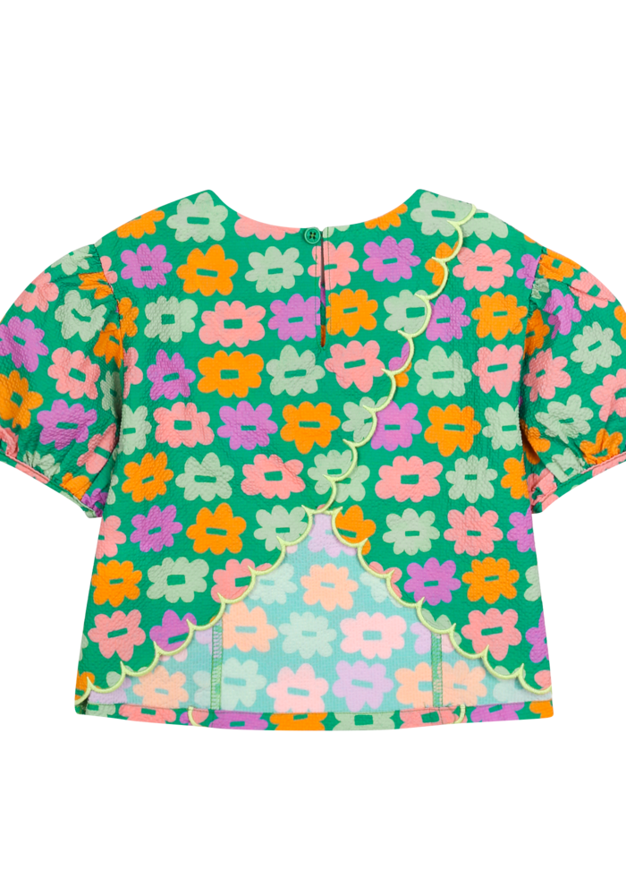 Jelly Mallow Flower Seersucker Blouse