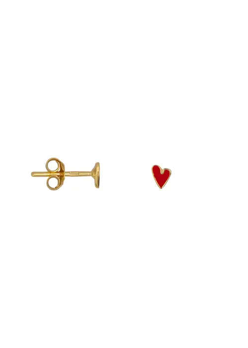 Bibi Camille Bibi Camille Mini Heart Stud Earring Red Gold