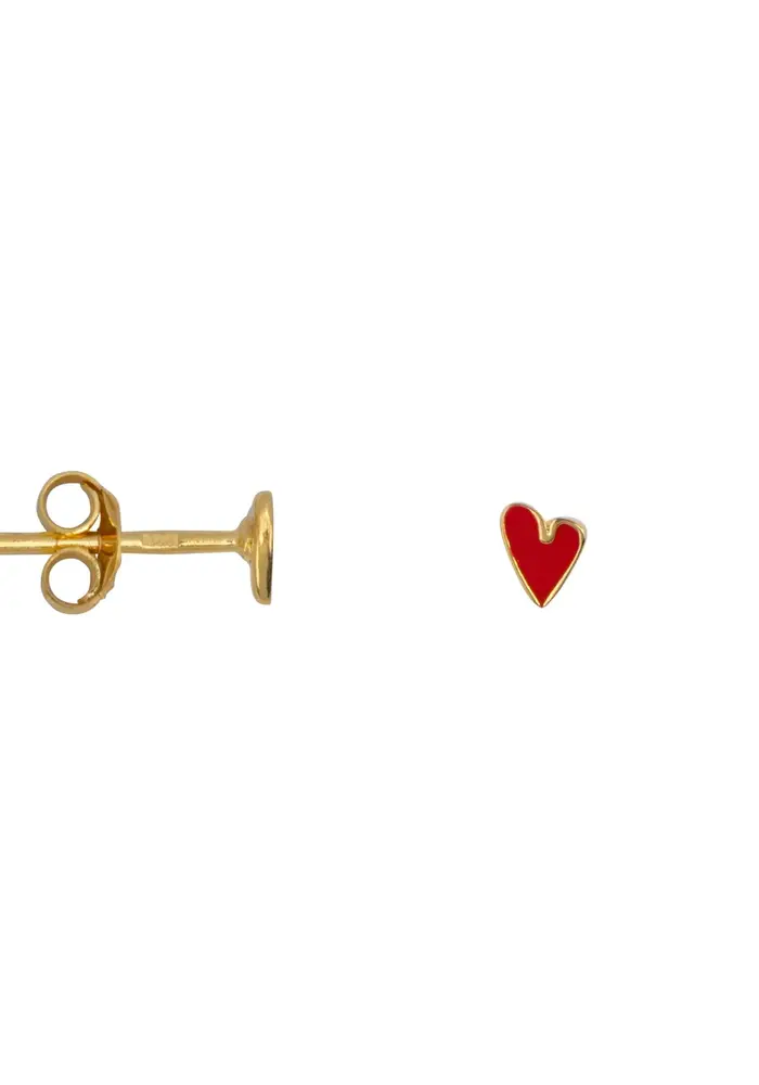 Bibi Camille Mini Heart Stud Earring Red Gold