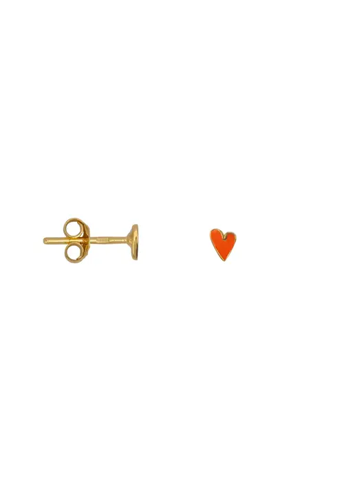 Bibi Camille Bibi Camille Mini Heart Stud Earring Gold Neon Coral