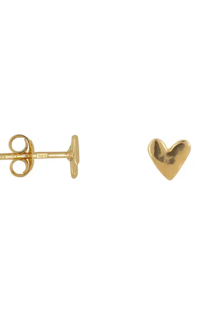 Bibi Camille Mini Heart Stud Earring Gold Plain