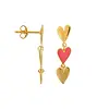 Bibi Camille Medium Three Hearts Stud Earring Neon Pink Enamel Gold